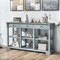 Costway 58'' Long Sofa Table with Storage Retro Console Table with 3 Drawers & Open Shelves Blue/White